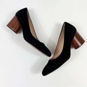 J Crew Black Suede Leather Pumps Heels Size 8